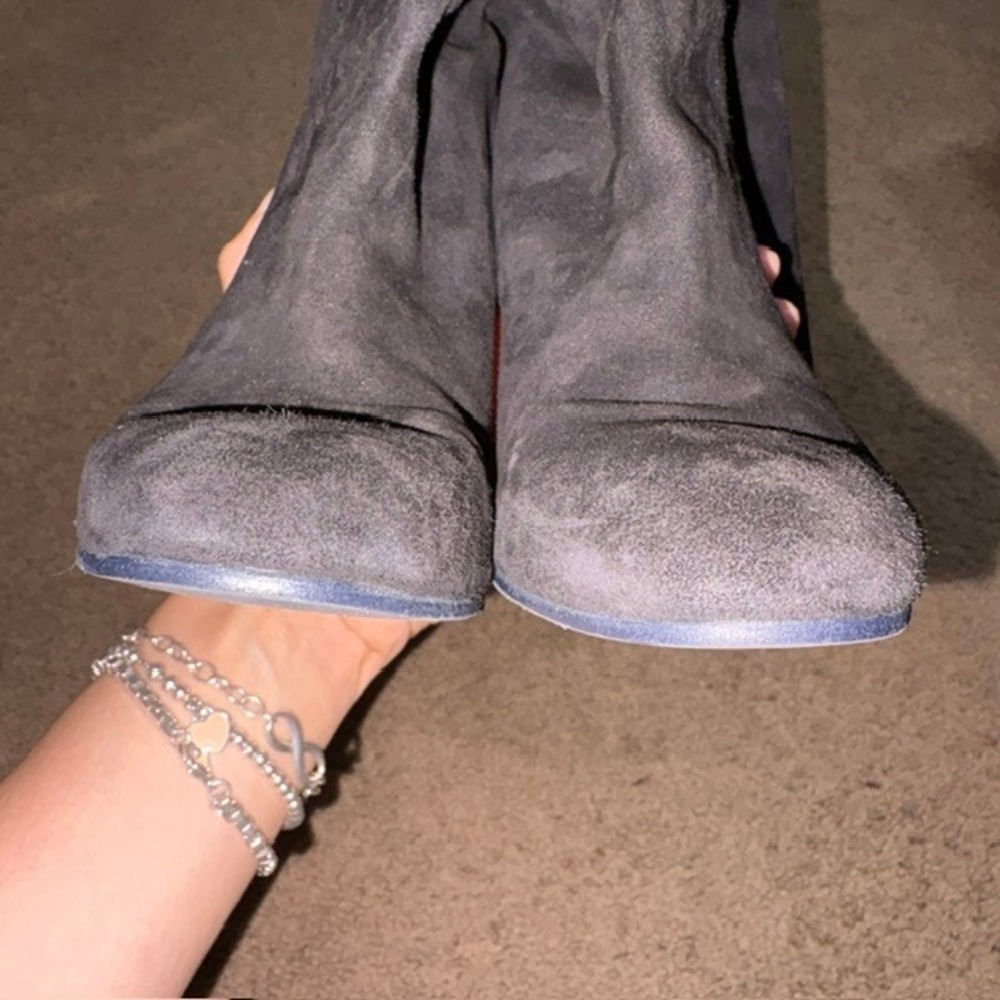 Stuart Weitzman Charlie Suede Knee High Heeled Boot Black 6 - Picture 9 of 14